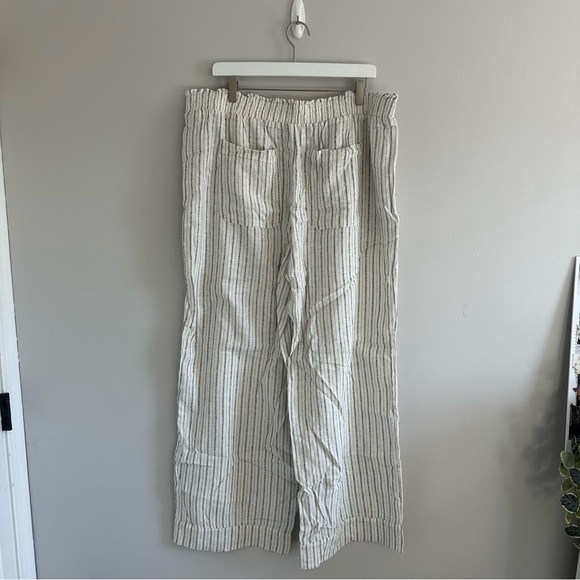 Time And Tru White Black Striped Wide Leg Linen Pant Size XL NWT - Picture 3 of 4